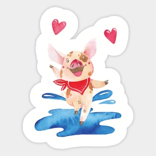 Happy Dancing Pig Sticker